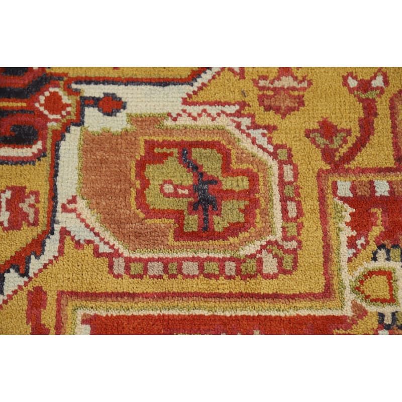 Hand Knotted Oriental 100% Wool Carpet Traditional Medallion Oranges & Rust Heriz (serapi) Area Rug - 11' 10'' X 8' 11''
