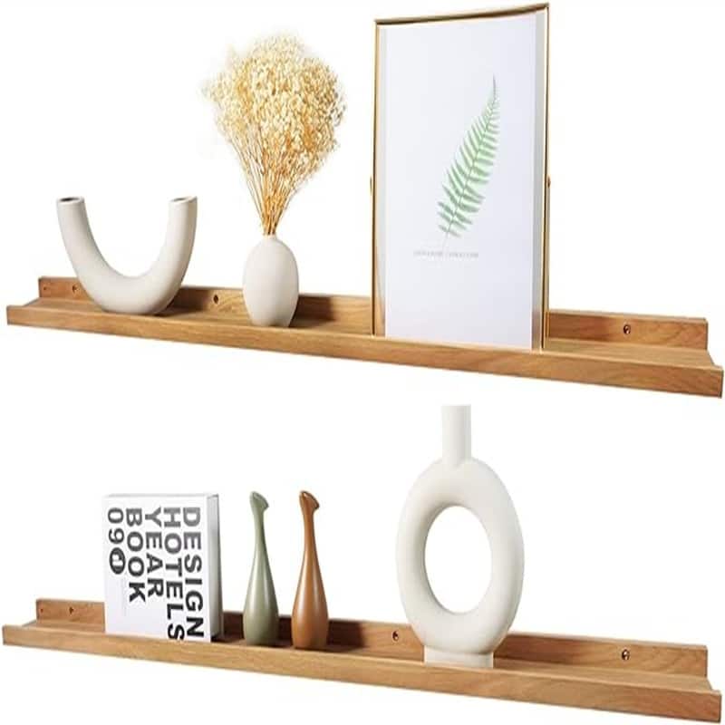 Long Floating Shelf 48 Inch Natural Wood Shelves Set of 2 - 48"D x 4"W x 1.5"H - 48"D x 4"W x 1.5"H - Natural 48in