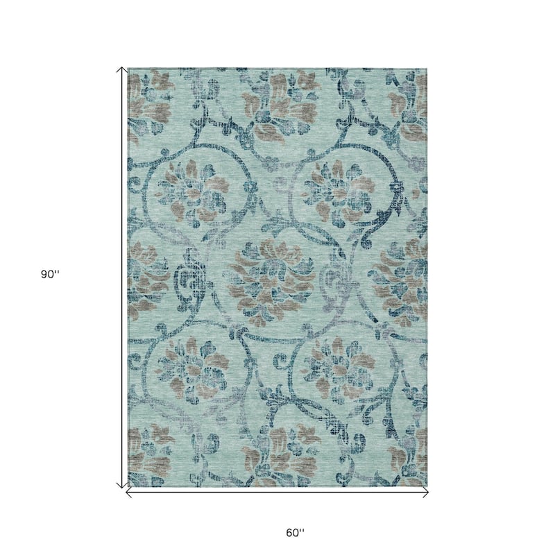 HomeRoots Floral Traditional Rectangle Outdoor Rug