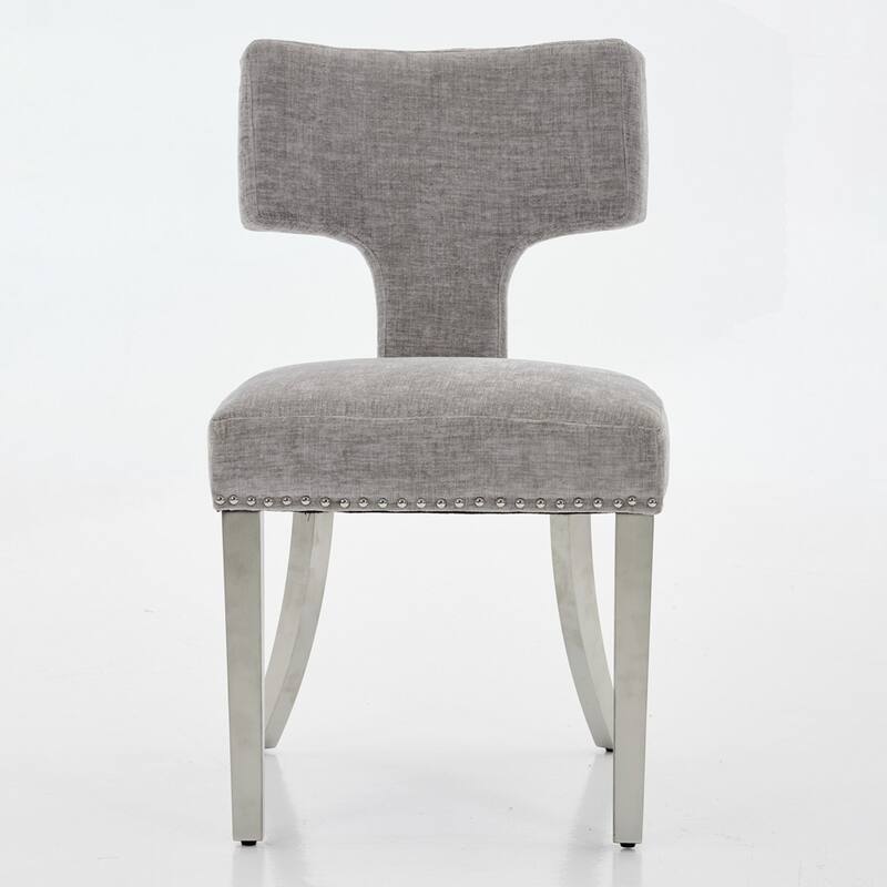 Farmhouse Fabric Upholstered Accent Chair Curved Backrest with Copper Nails around