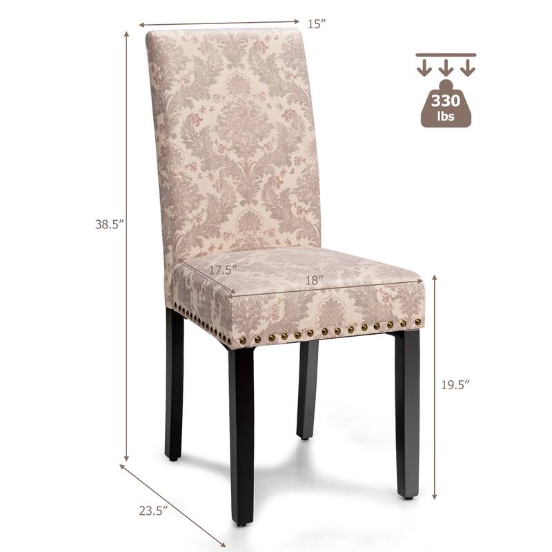 Costway Set of 4 Fabric Dining Chairs w/Nailhead Trim - See Description