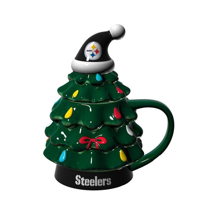 Pittsburgh Steelers, 14 oz Ceramic Christmas Tree Cup Gift Set