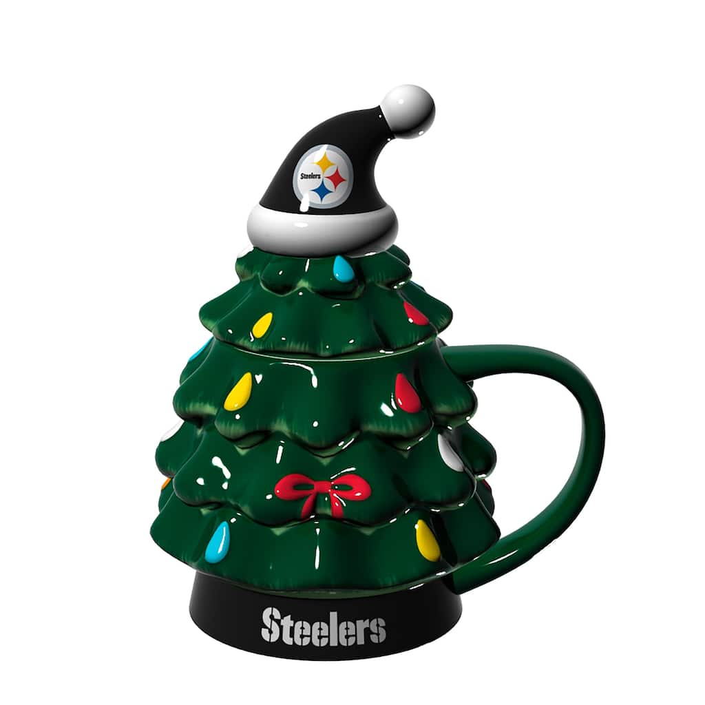 Pittsburgh Steelers, 14 oz Ceramic Christmas Tree Cup Gift Set