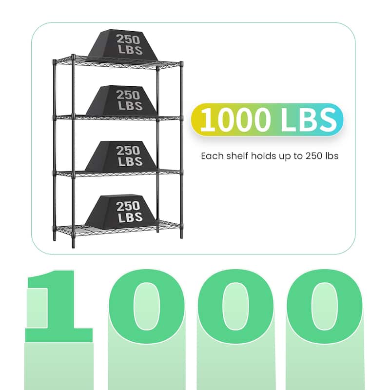 Ferris 4-Tier Adjustable NSF 54" Tall Wire Shelving Rack by Furniture of America