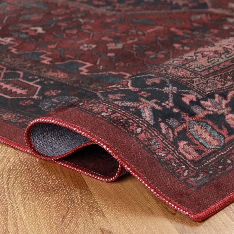 Superior Cardinal Vintage Machine Washable Indoor Area Rug or Runner