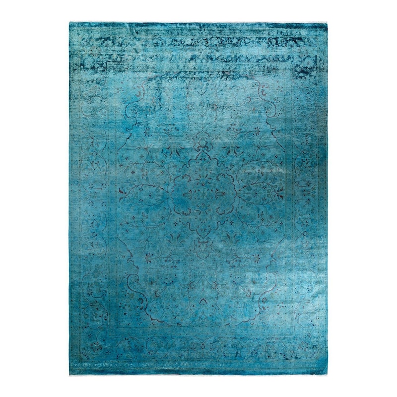 Fine Vibrance, One-of-a-Kind Handmade Area Rug - Blue, 9' 1" x 12' 2" - 9' 1" x 12' 2"