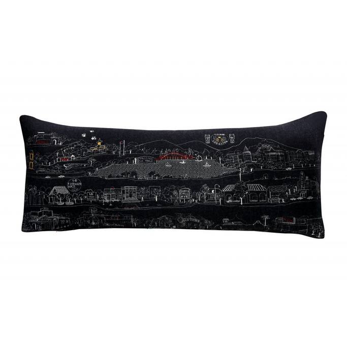 35" Black Los Gatos Nighttime Skyline Lumbar Decorative Pillow