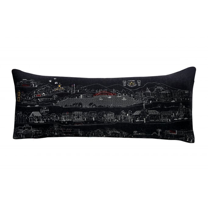 35" Black Los Gatos Nighttime Skyline Lumbar Decorative Pillow