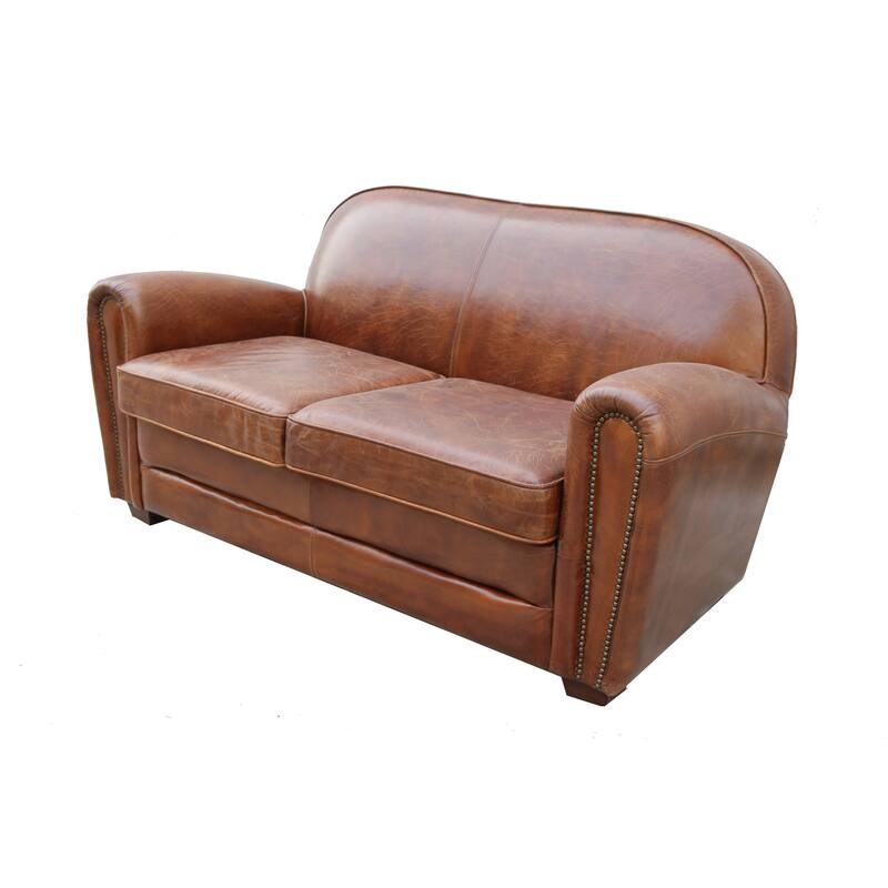 Pasargad Home Paris Club Genuine Leather Loveseat