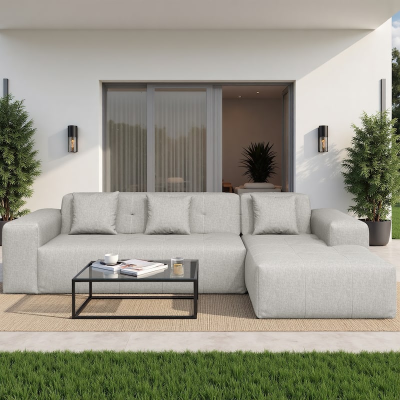 Outdoor No Assembly Patio Sofa with Chaise