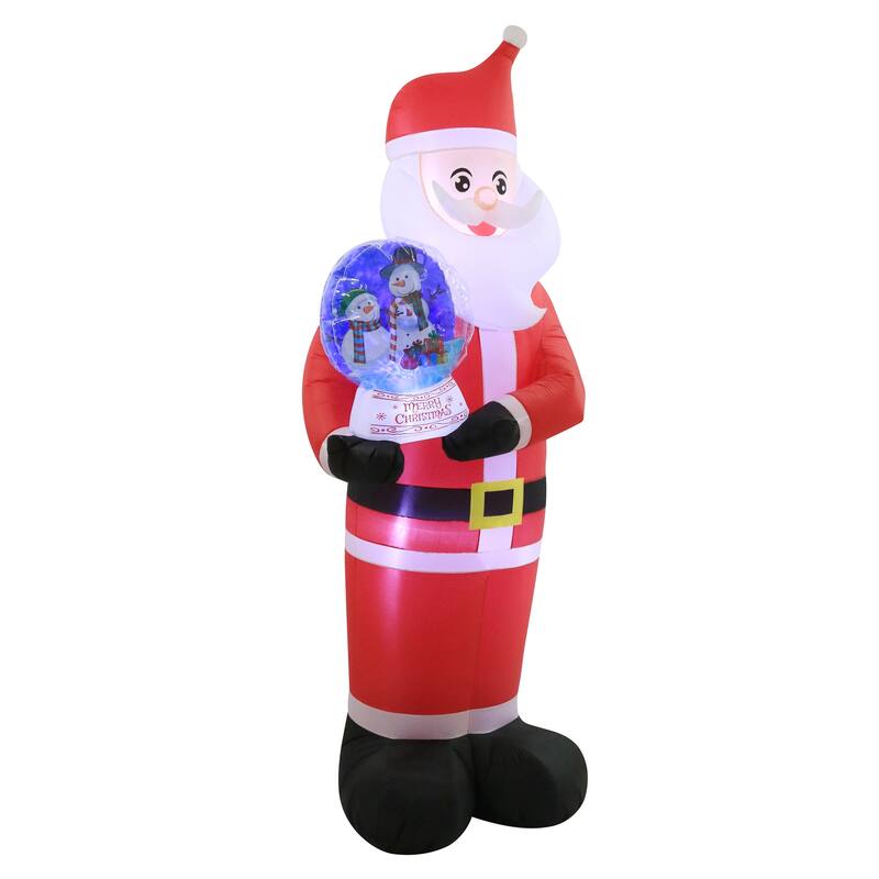 Occasions 8' Inflatable Santa Holding Swirling Lights Snow Globe, Multicolored