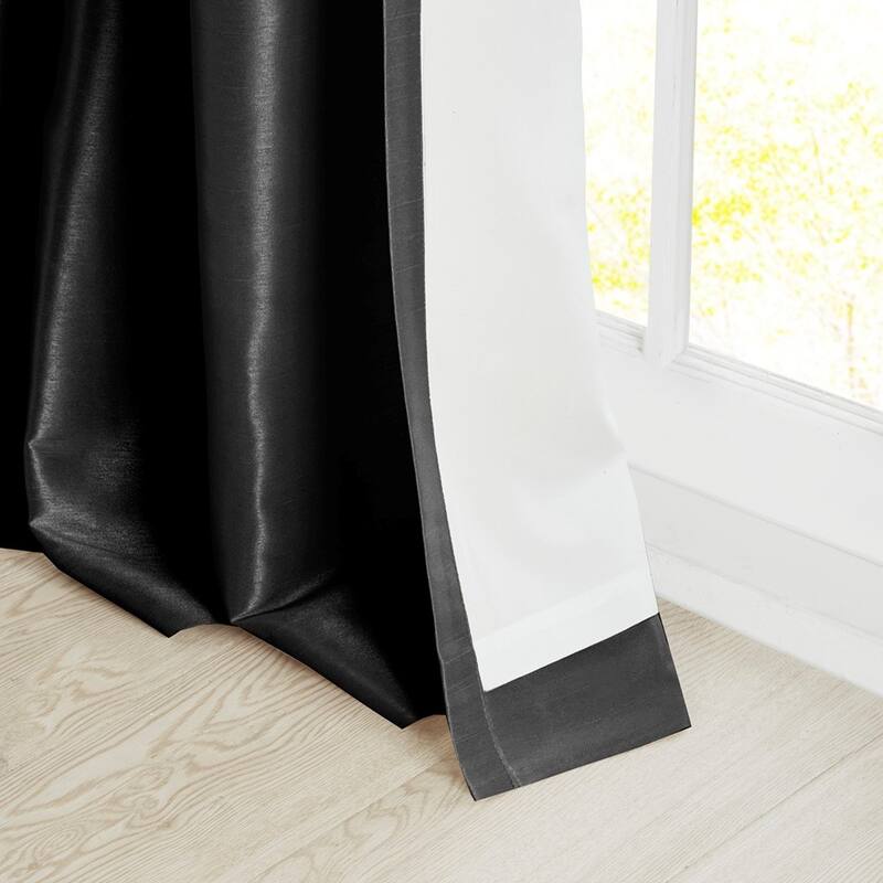 Twist Tab Lined Window Curtain Panel Black