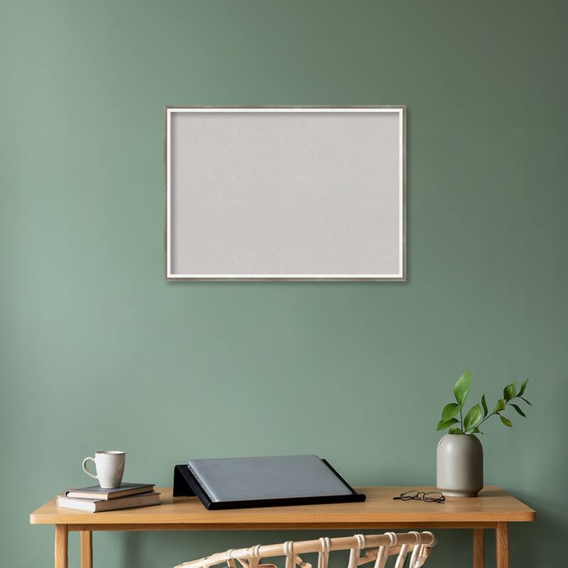 Lucie Wood Framed Grey Corkboard Bulletin Board