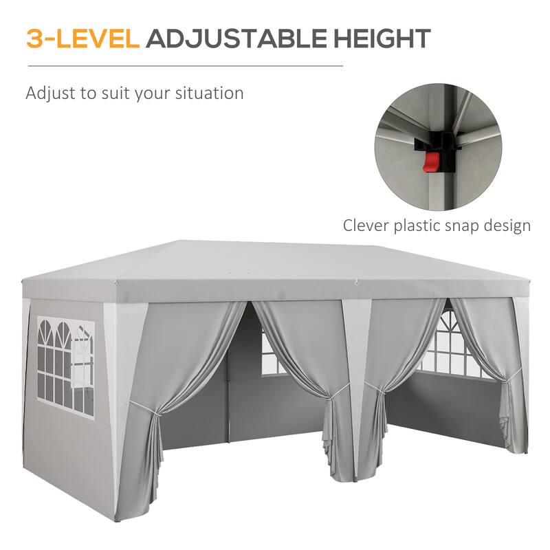 19 x 10 Foot Pop Up Canopy Tent with Removable Sidewalls, Adjustable Height, Instant Shelter Gazebo for Outdoor Events