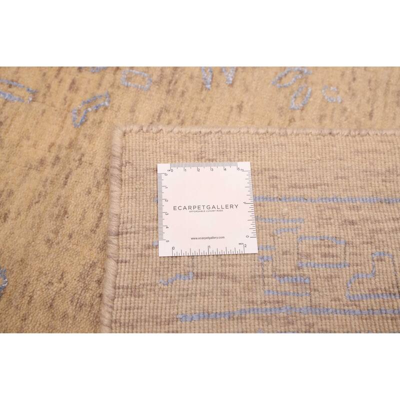 ECARPETGALLERY Hand Loomed Loreto Light Khaki Viscose, Wool Rug - 5'6 x 7'7