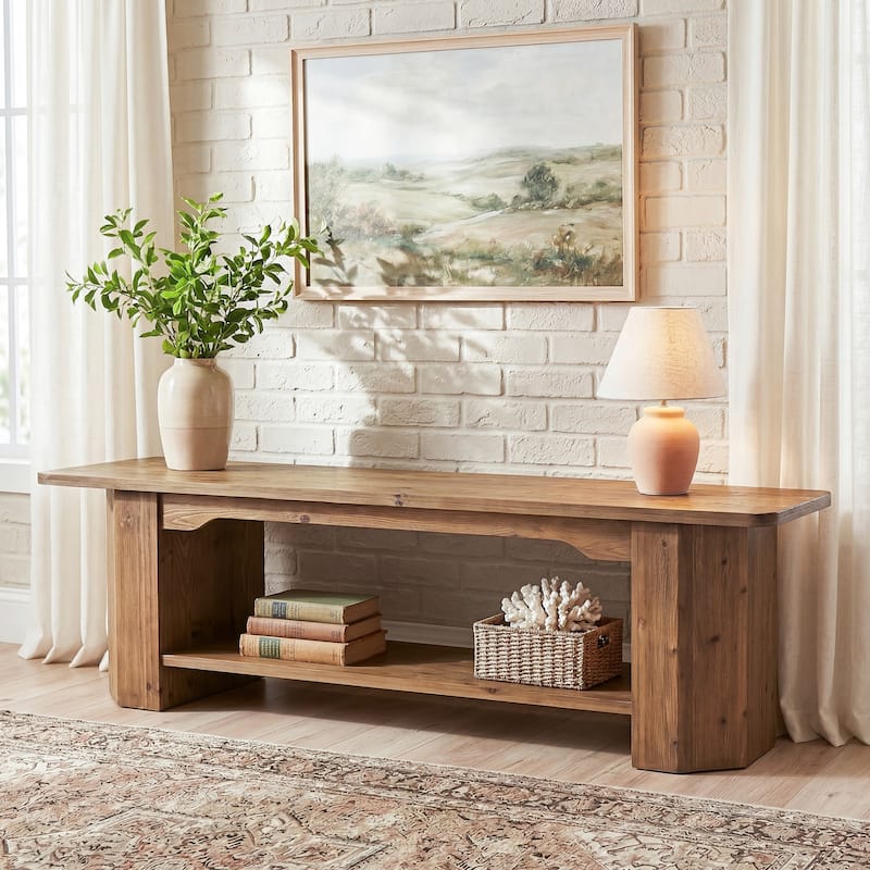 63-Inch Solid Wood TV Stand, Entertainment Center with Shelves, Television Console for 55/60/65/75-Inch TVs