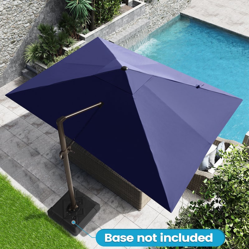 Luxury Outdoor Shade Canopy Patio Cantilever Offset Umbrella with 360-degree Rotation - Navy Blue