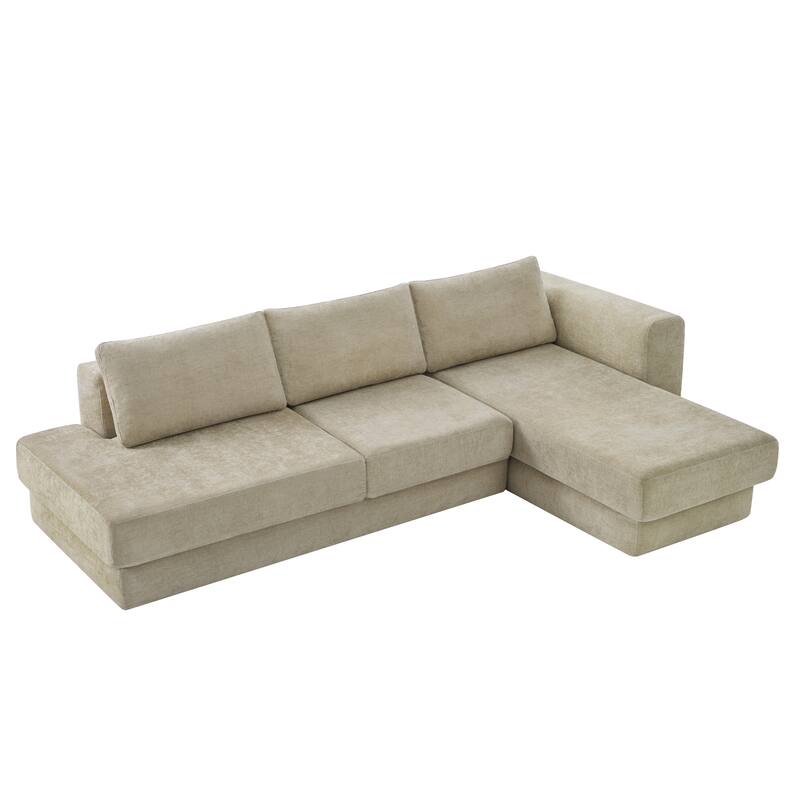 Christopher Knight Home - American Design Chenille 113" Modular Sectional Sofa with Double Layer Cushions