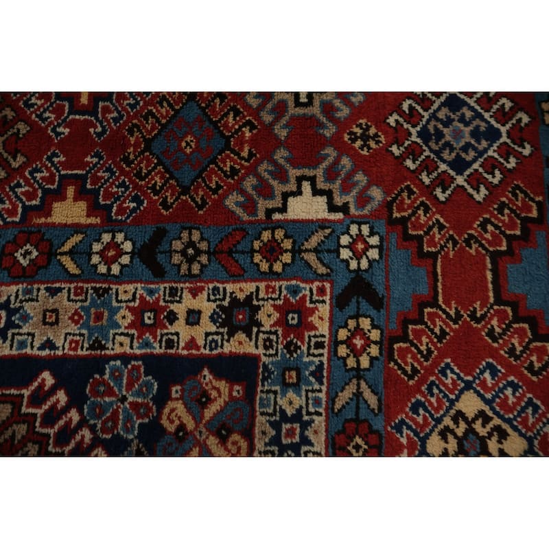 Hand Knotted Oriental 100% Wool Carpet Traditional Geometric Oranges & Rust Yalameh Area Rug - 11' 9'' X 8' 5''
