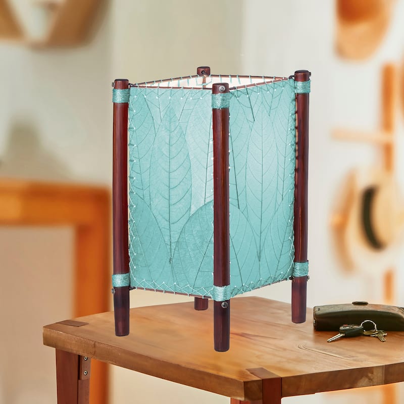 Eangee Handmade Fortune Table Lamp, Cocoa Leaves Shade, 9 x 9 x 15 in.