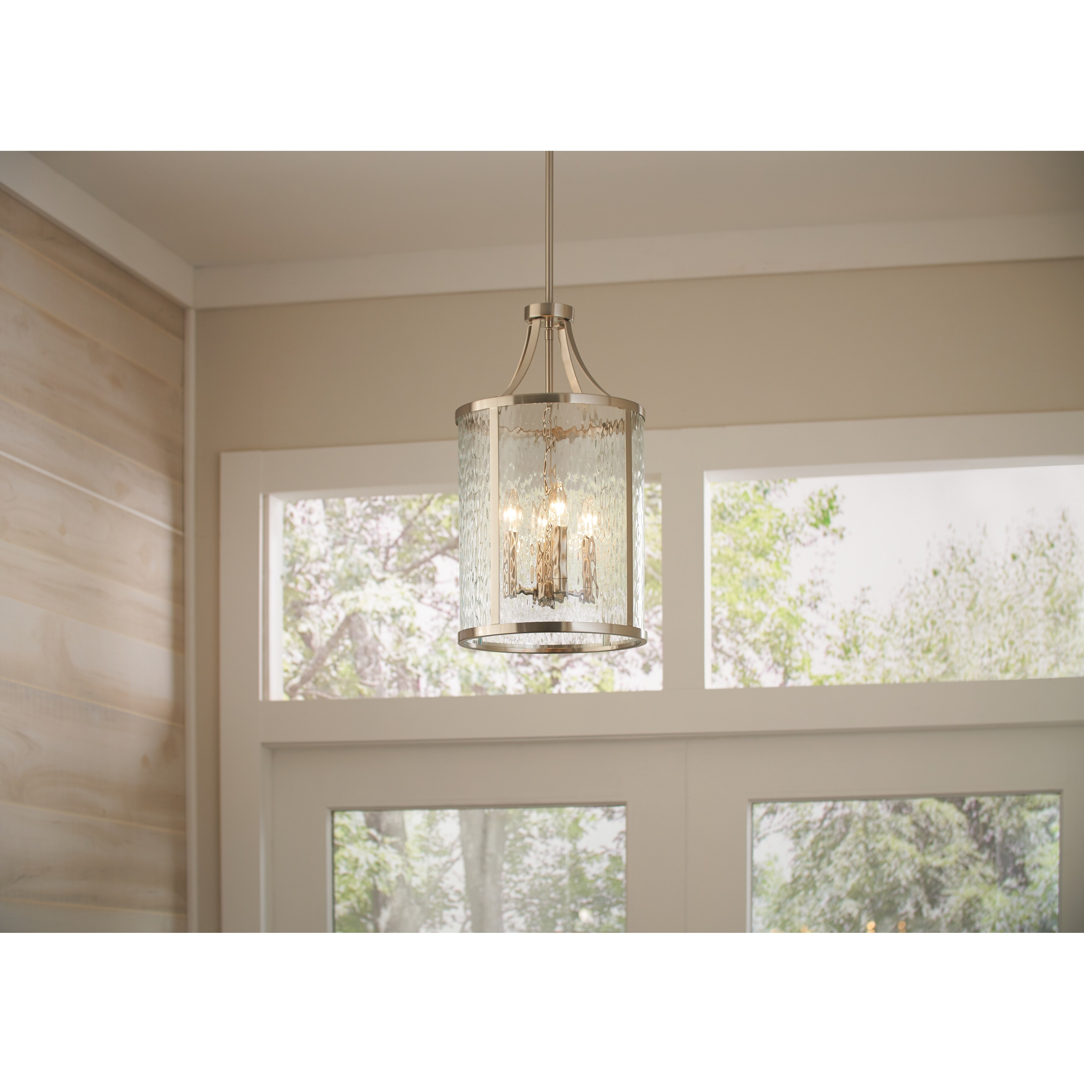 kichler marita brushed nickel transitional clear glass cylinder pendant light