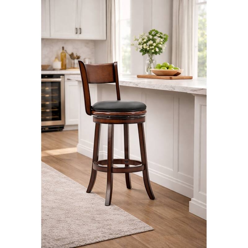 Palmetto Rubberwood 29-inch Swivel Stool - Brandy - Bar Height