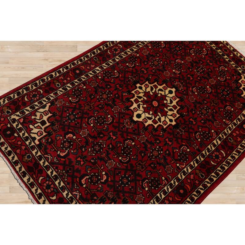 3'6''x5'3'' Hand Knotted Wool Red Abadeh Traditional Oriental Area Rug - 3' 6'' x 5' 3''