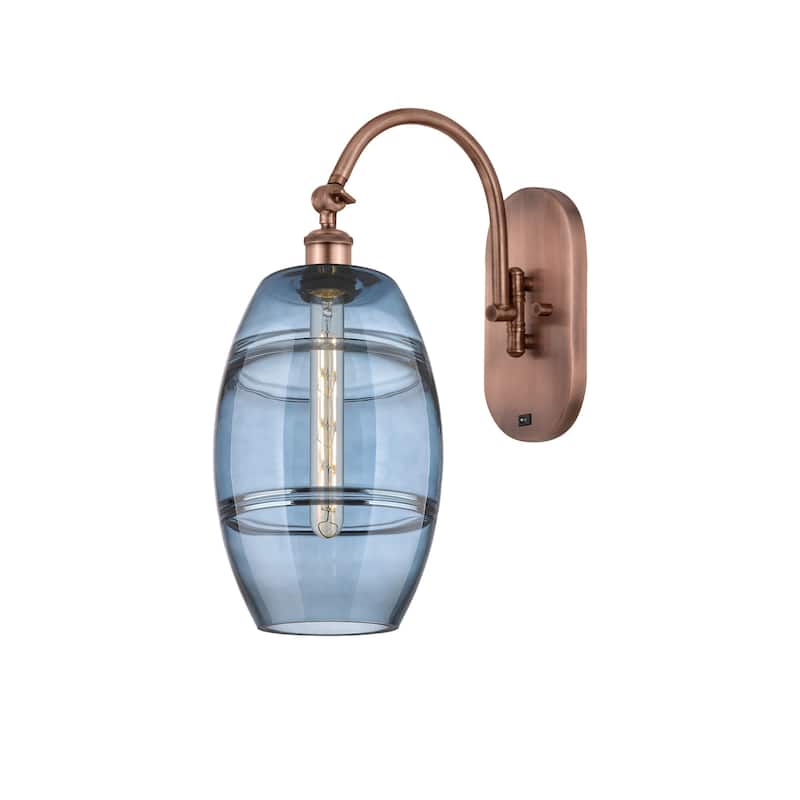 Innovations Lighting 518-1W-13-8 Vaz Sconce Vaz 13" Tall Wall Sconce - Antique Copper / Blue