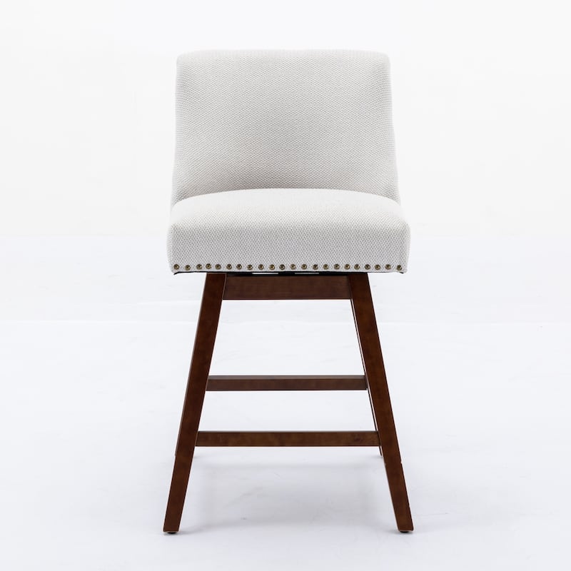 Roomfitters Counter Height Bar Stools Set of 2, 26'' Upholstered Swivel Dining Chairs with Curved Backrest