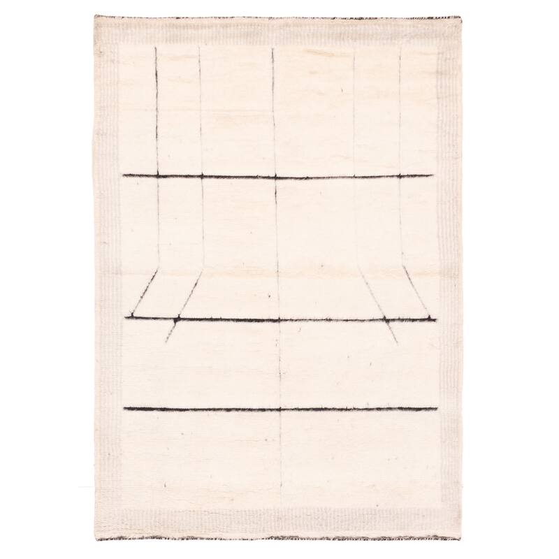 ECARPETGALLERY Hand-knotted Tangier Ivory Wool Rug - 5'3 x 7'8
