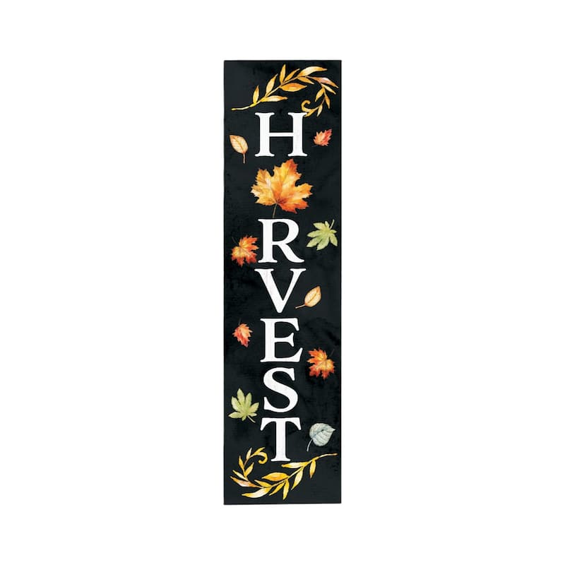 HomeRoots 36" Black And Orange Solid Wood Harvest Leaves Porch Sign