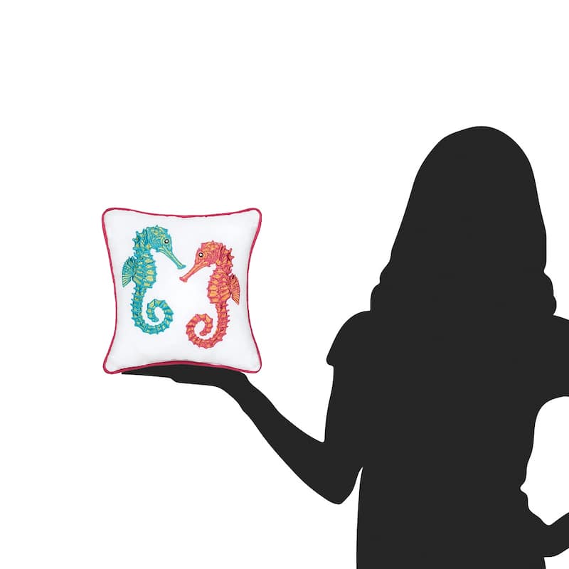 10" x 10" Seahorse Duo Small/Petite Accent Pillow