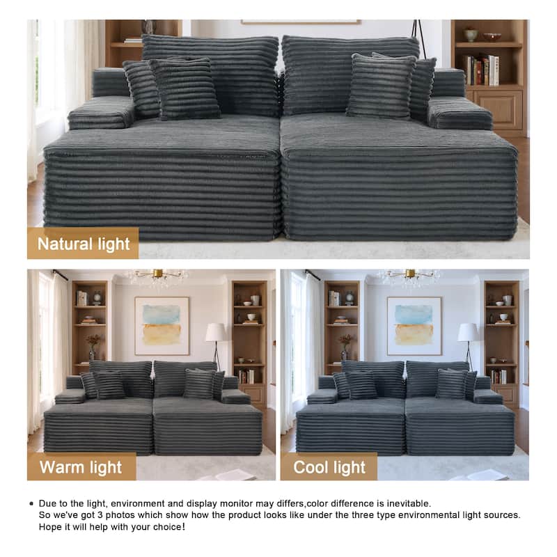 Oversized Upholstered Modular Sectional Chaise Lounge with Pillows