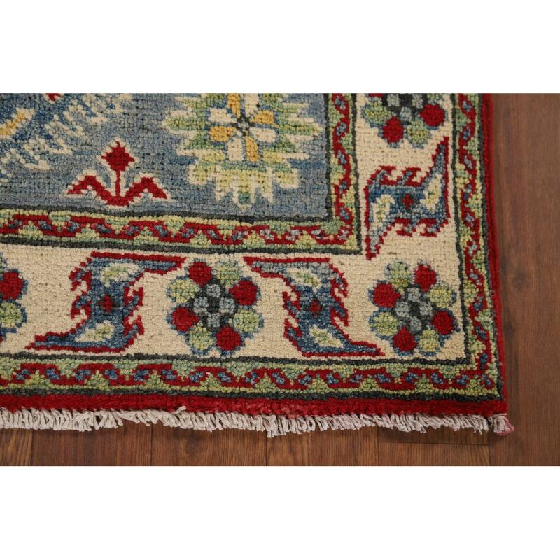 Traditional Light Blue Kazak Foyer Rug Handmade Wool Carpet - 2'8" x 4'1"