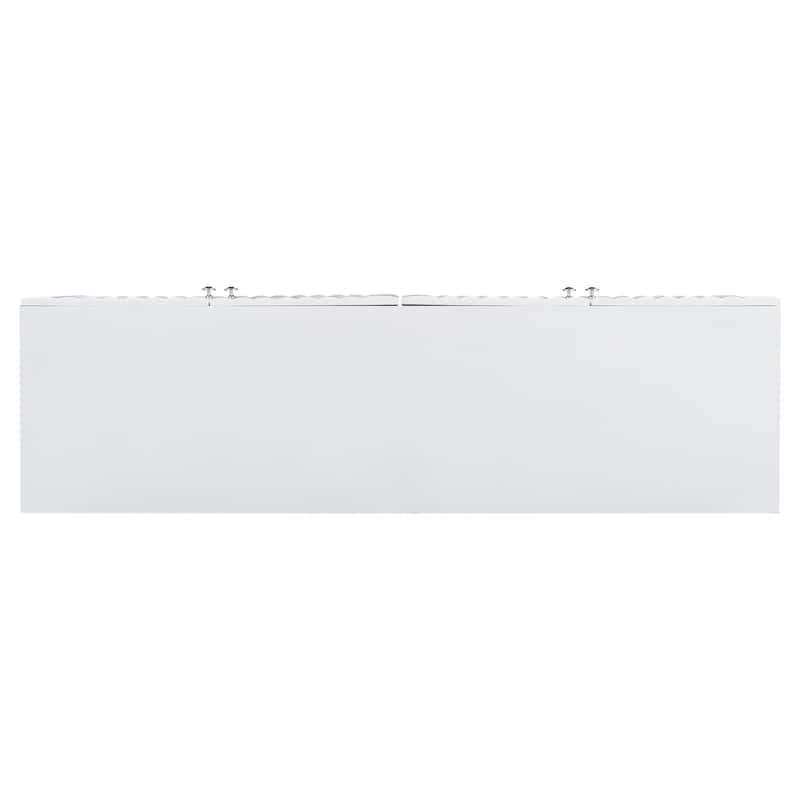 Rubber Wood 4 Door Sideboard with Wavy Pattern Doors and Cylindrical Legs, Storage Cabinet with Metal Door Handle