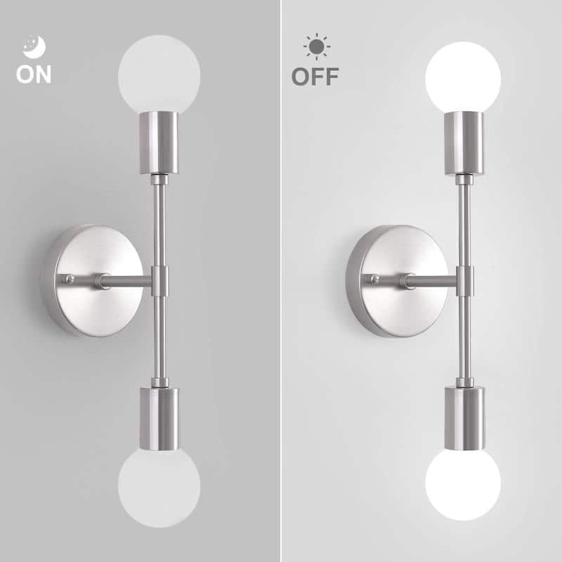 Set of 2 Modern Wall Lights, Farmhouse 2-light Bathroom Vanity Light, Wall Sconce for Dining Room Living Room Bedroom