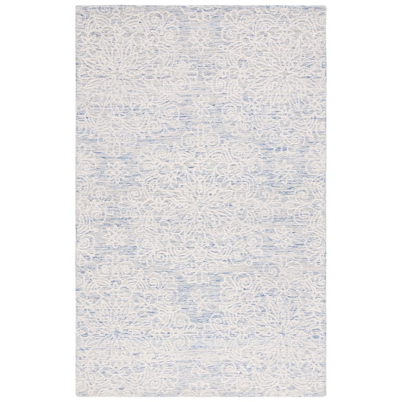 SAFAVIEH Handmade Metro Gerrie Modern Wool Rug - 6' Square - Blue/Ivory