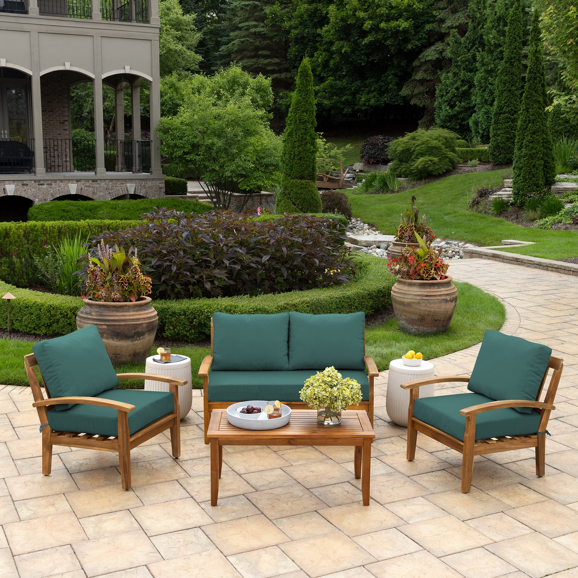 Arden Selections Outdoor Loveseat Cushion Set 48 x 24 Moss Green Leala