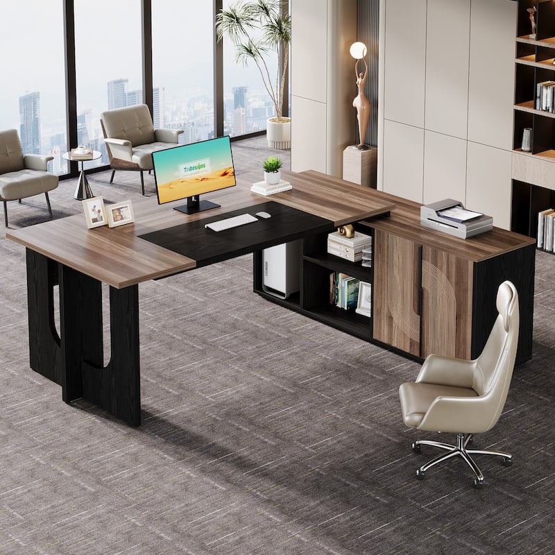 74.8" Executive Desk, Large Office Desk L Shaped Computer Desk