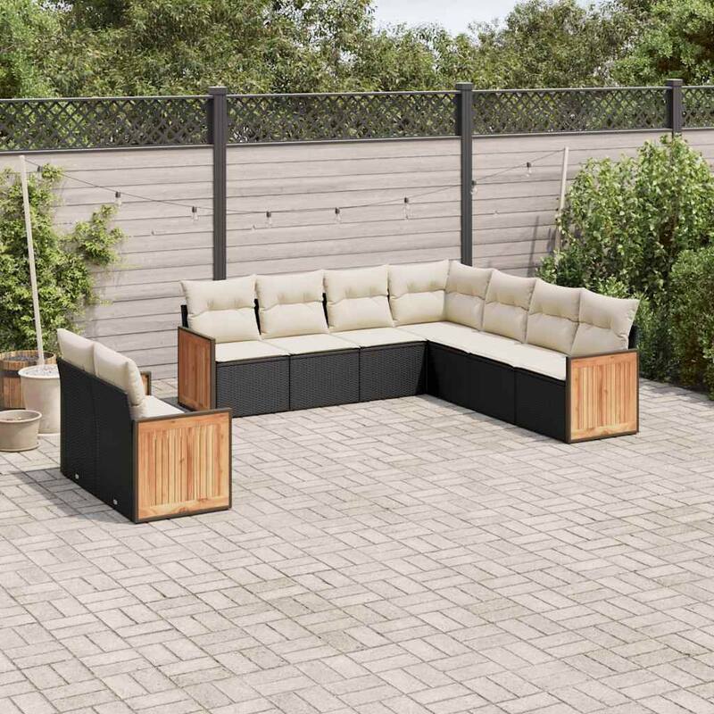 vidaXL Garden Sofa Set Black - Black and cream Without table