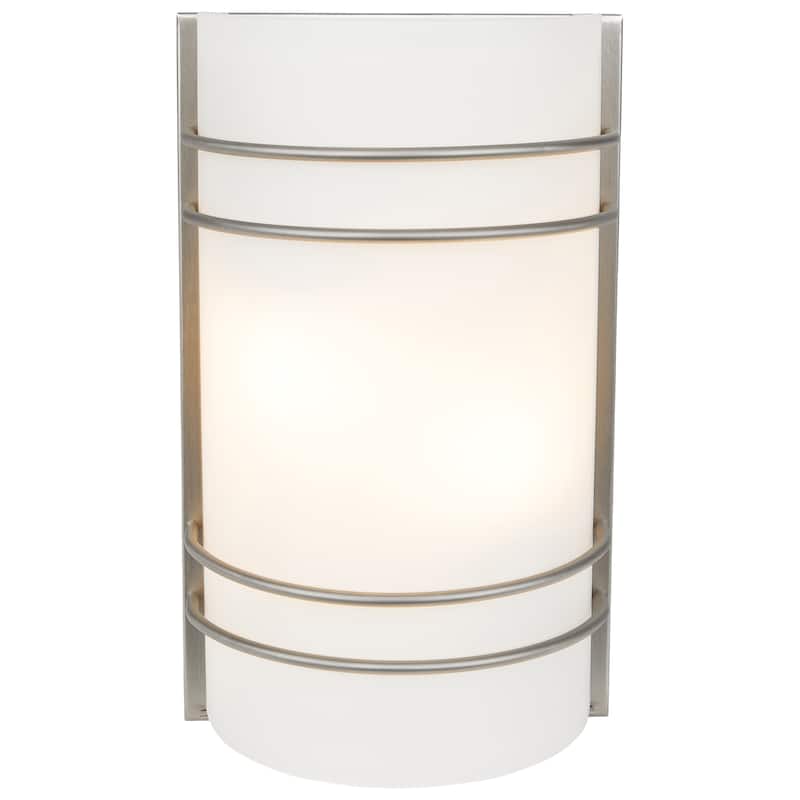 Access Lighting Cassi 1-Light Wall Sconce - Brushed Steel Finish - Opal Glass Shade - SSL Dedicated LED - 16W