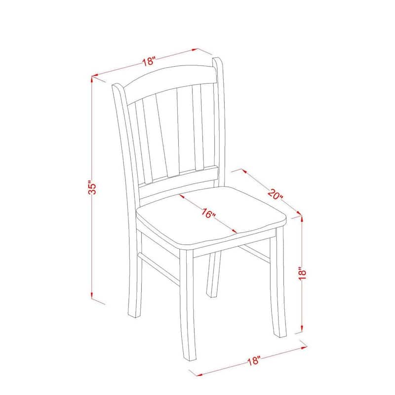 East West Furniture Dublin Kitchen Dining Chairs - Slat Back Wood Seat Chairs, Set of 2, (Finish Options)