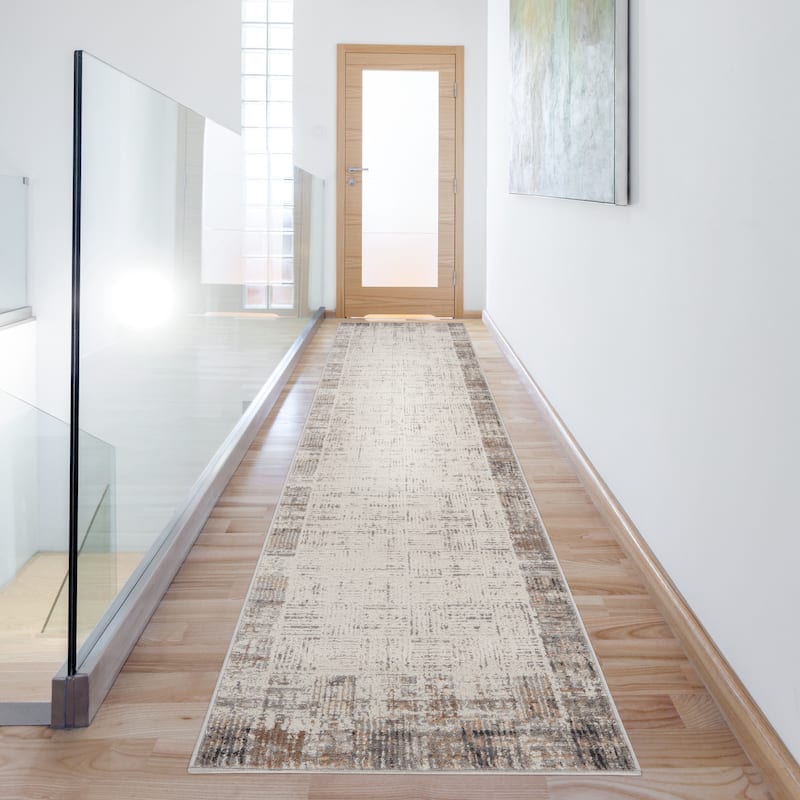 Nourison Elation Modern Abstract Stripe Area Rug - 2' 2" x 18' - Ivory/Grey - Runner