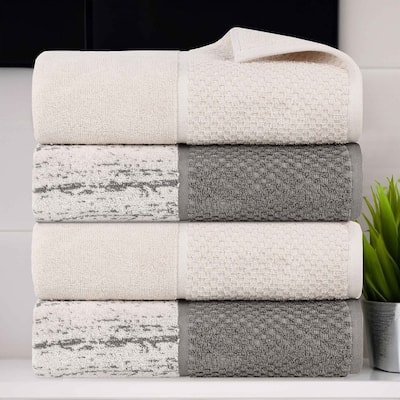 Superior Lodie Cotton Jacquard Solid and Two-Toned Bath Towel Set of 4