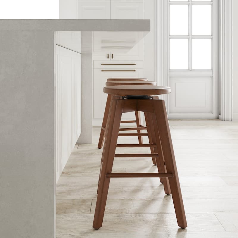 Nathan James Amalia Backless Counter Height 360 Swivel Seat Wood Bar Stool