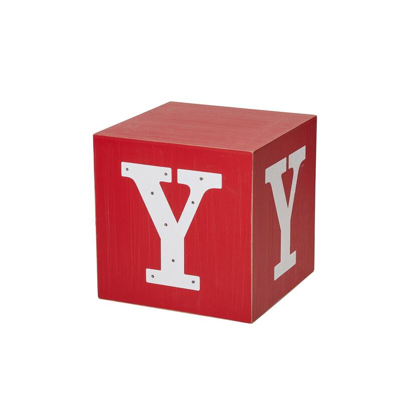 Glitzhome 32"H LED Lighted Wooden Nesting Block JOY Porch Sign