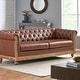 preview thumbnail 47 of 55, Castalia Nailhead Trim Chesterfield Sofa by Christopher Knight Home - 78.75" L x 33.50" W x 28.00" H Faux Leather + Cognac Brown, Natural