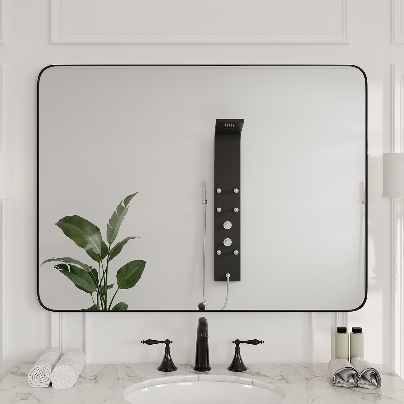 Eviva Harmony 36" x 48" Rectangular Black Metal Framed Mirror