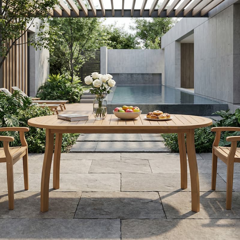 Christopher Knight Home - Cascade 70" Outdoor Acacia Wood Oval Dining Table, for 4-6 Person Seating