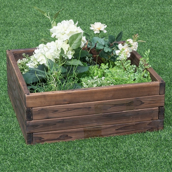 Shop Costway Square Raised Garden Bed Flower Vegetables ...
